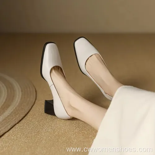 Black Block Heel Pumps for Women - OEM ODM Soft Leather Office Attendant Hotel Heels Dress Pump